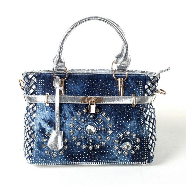 New Diamond-studded Denim Single-shoulder Messenger Bag - Trendha