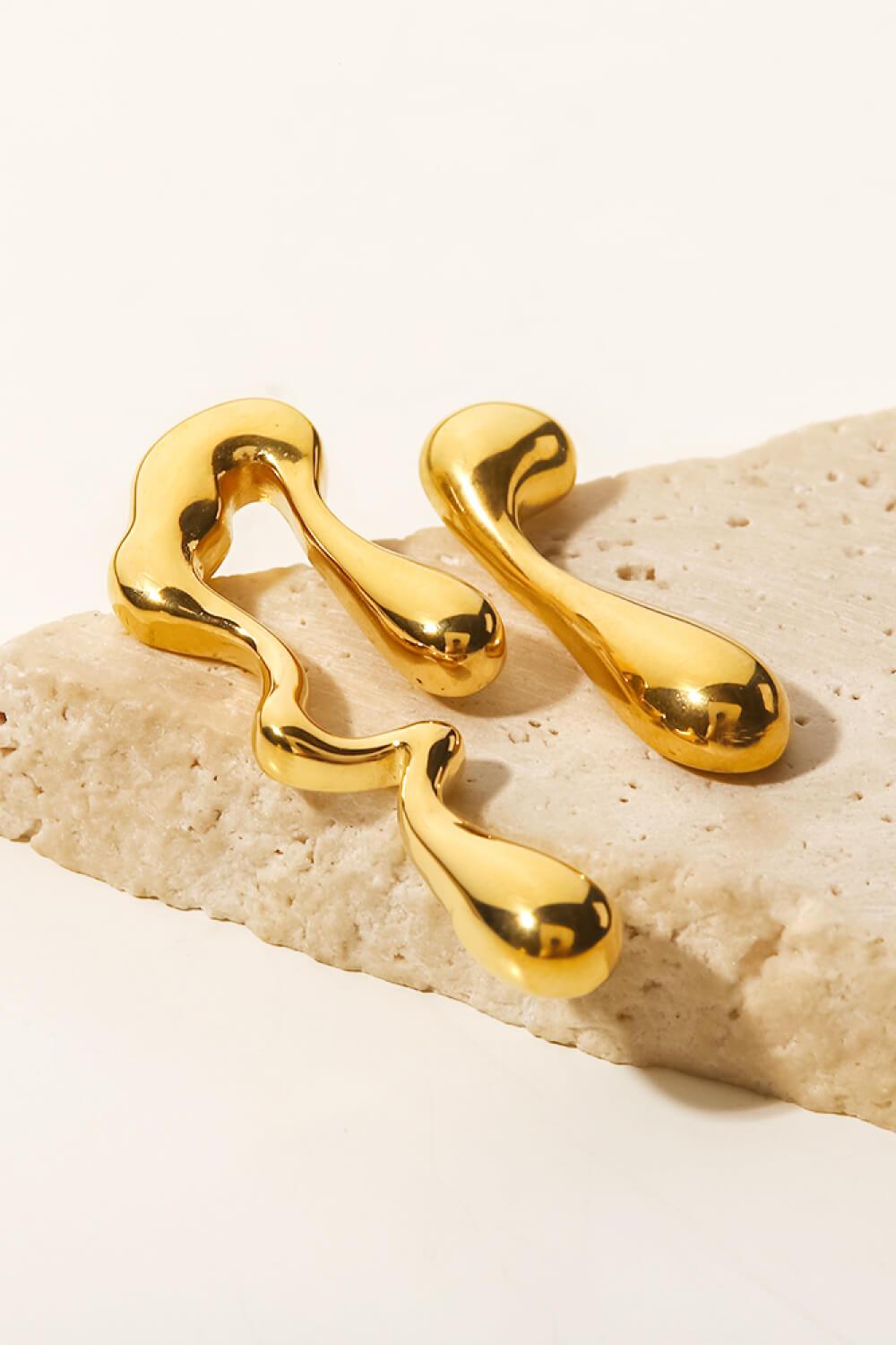 18K Gold Plated Geometric Mismatched Earrings - Trendha