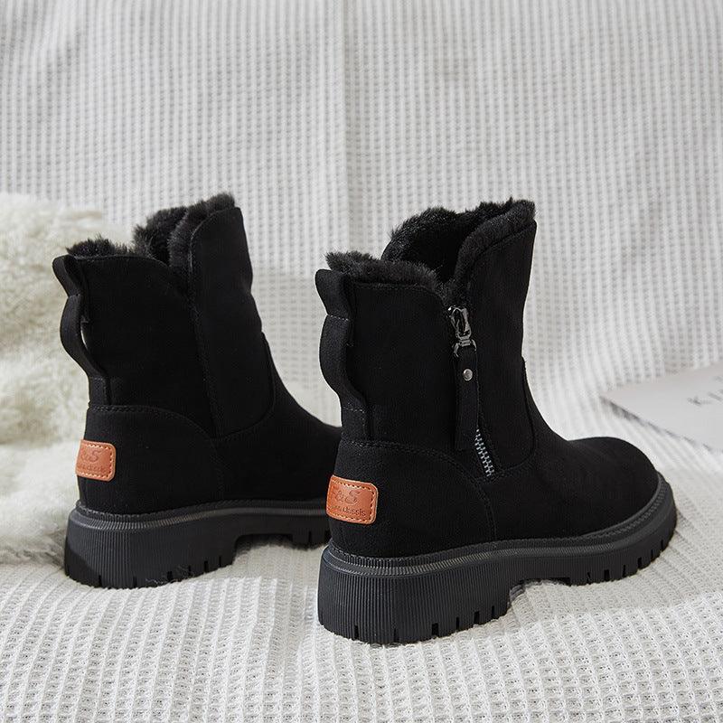 Snow Boots Women's Shoes Fur One In Winter Leather Cotton - Trendha