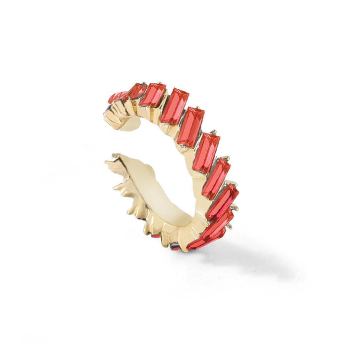 Multicolor glass diamond C-shaped earrings - Trendha