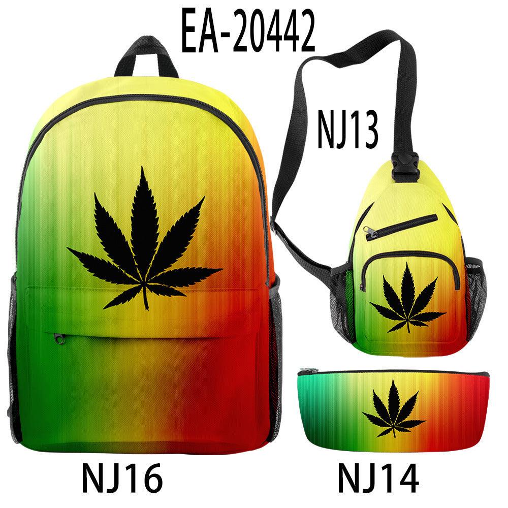 New Hemp Leaf Surrounding 3d Digital Backpack Pen Bag Shoulder - Trendha