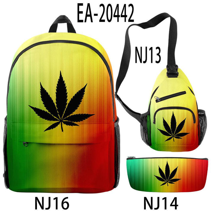 New Hemp Leaf Surrounding 3d Digital Backpack Pen Bag Shoulder - Trendha
