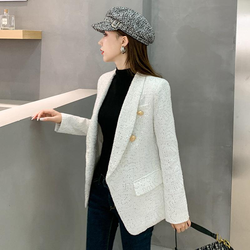 Women's Sequined Autumn And Winter Tweed Suit Jacket