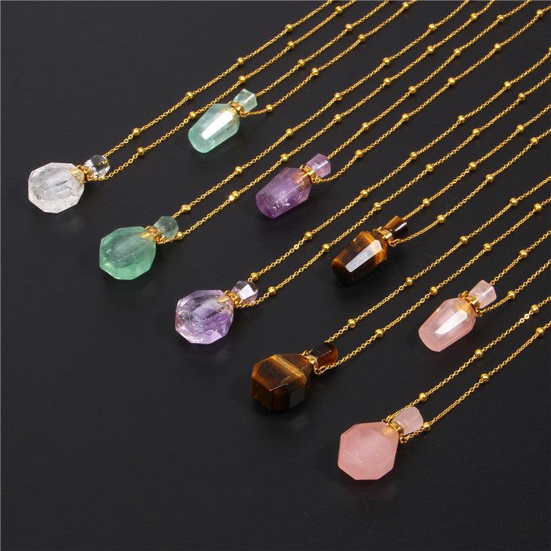Perfume bottle crystal pendant necklace - Trendha