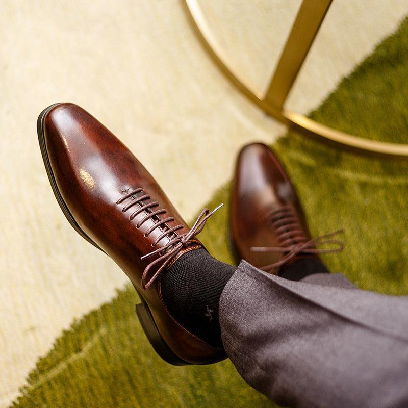 Formal Business Leather Shoes Men's Leather Black Pointed Toe Oxford - Trendha