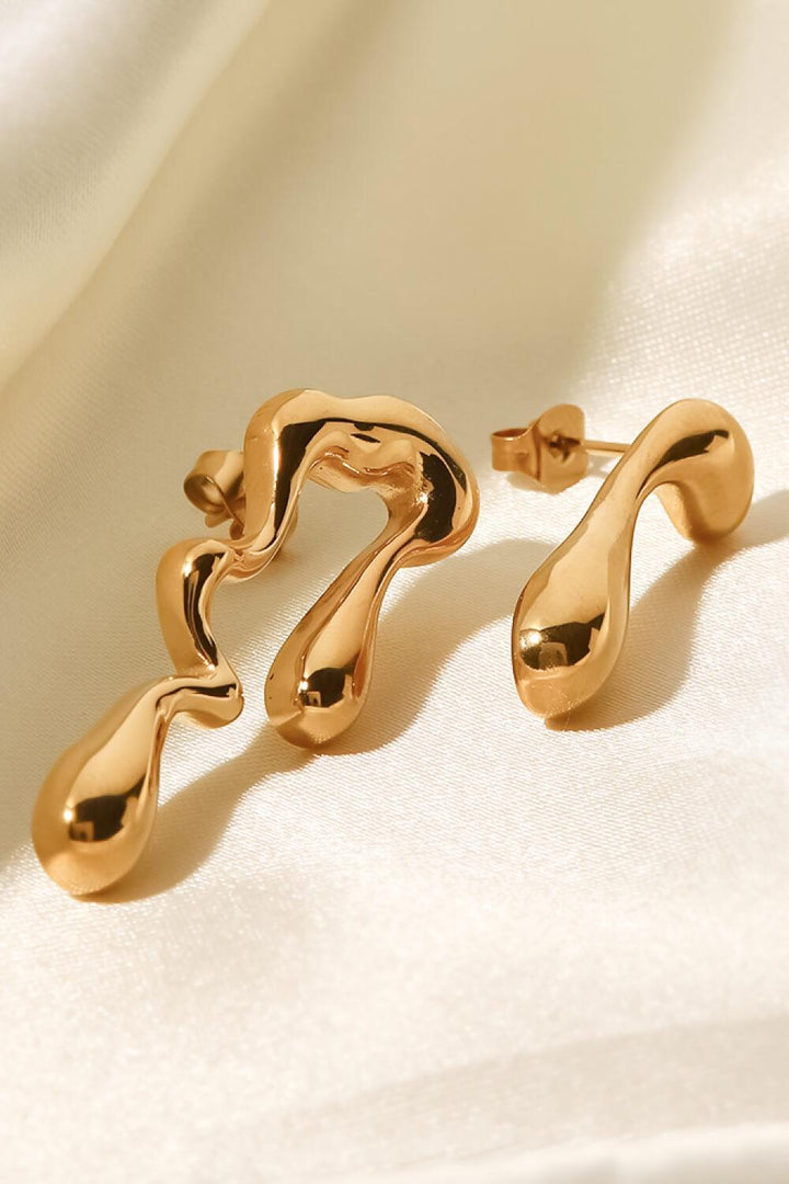 18K Gold Plated Geometric Mismatched Earrings - Trendha