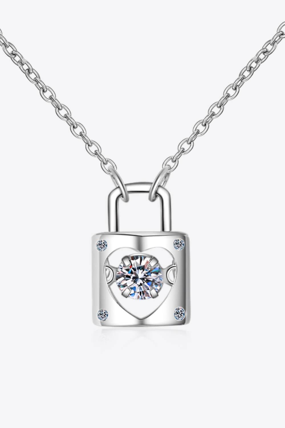 Moissanite Lock Pendant Necklace - Trendha