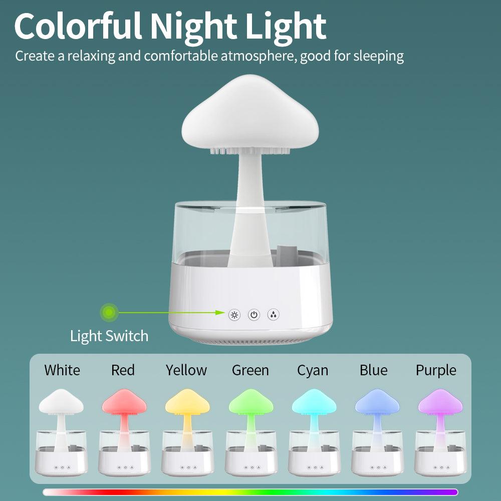 2-in-1 Desk Humidifier Rain Cloud Aromatherapy Essential Oil Zen Diffuser & Raining Cloud Night Light Mushroom Lamp - Trendha