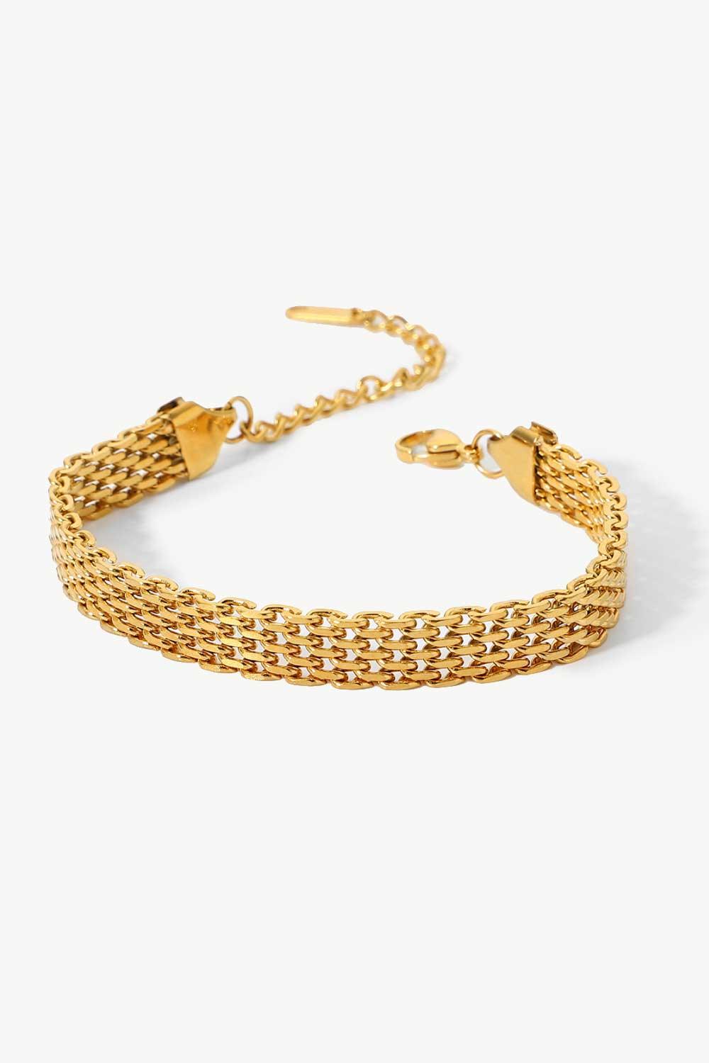 18K Gold-Plated Wide Chain Bracelet - Trendha