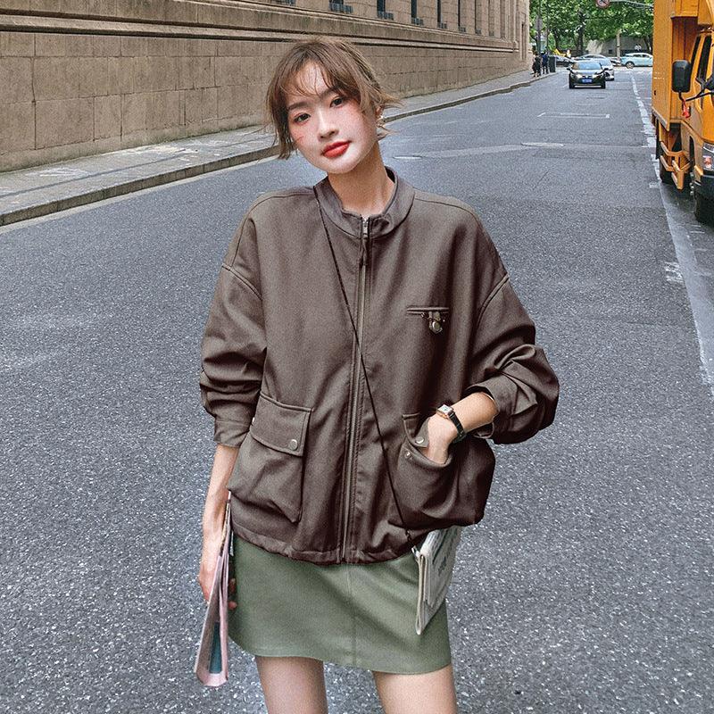 Classic Retro Autumn Coat Lazy Wind Pu Motorcycle Leather Jacket - Trendha