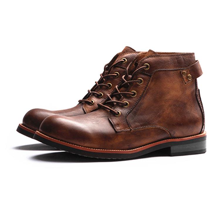 Men’s PU Lace-Up Ankle Boots