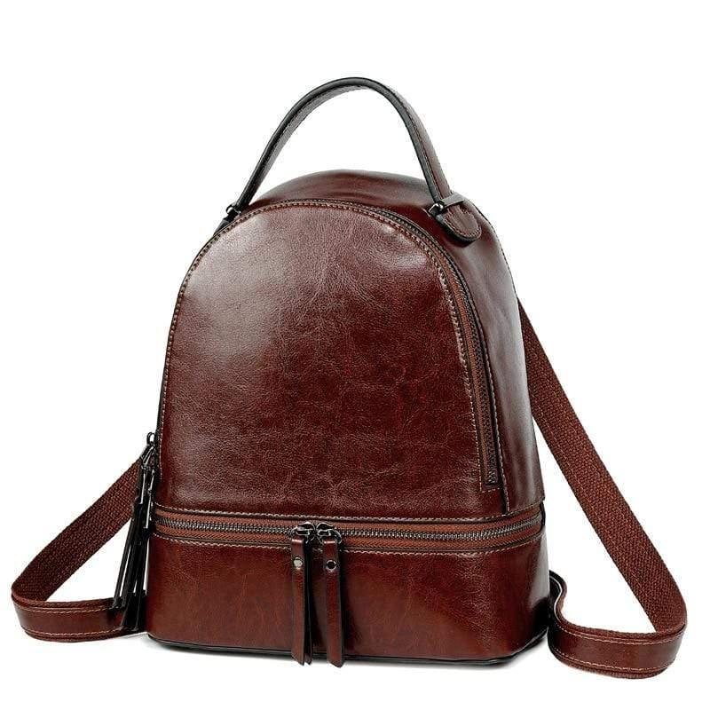 Fashion Temperament Gentle Leather Backpack Fashion Oil Wax Cowhide - Trendha