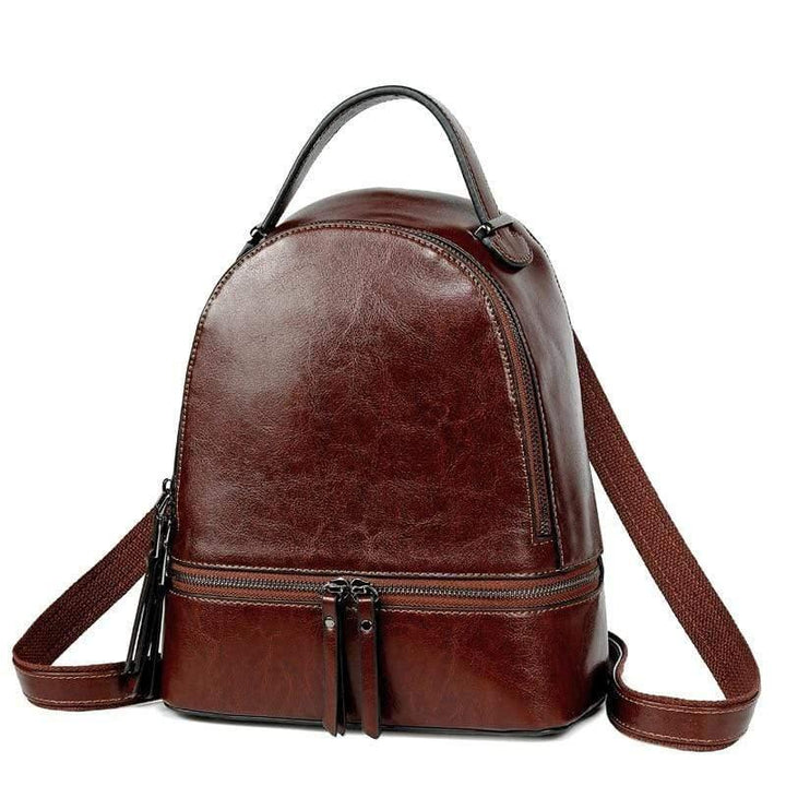 Fashion Temperament Gentle Leather Backpack Fashion Oil Wax Cowhide - Trendha