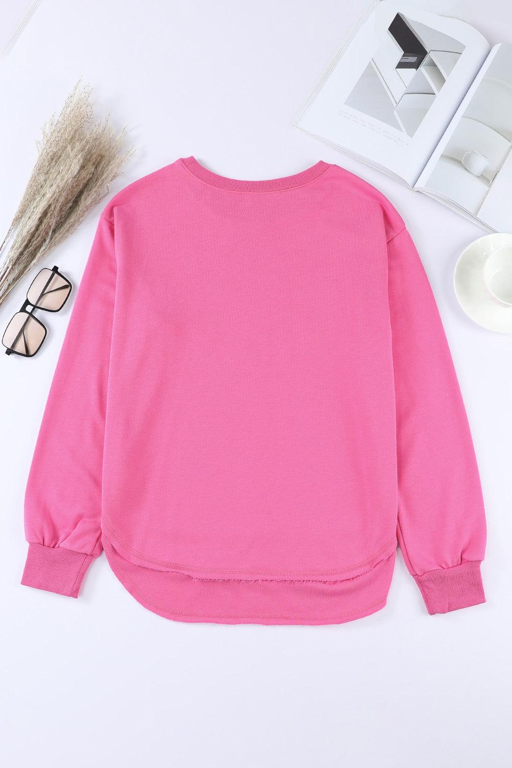 Side Slit Drop Shoulder Sweatshirt - Trendha