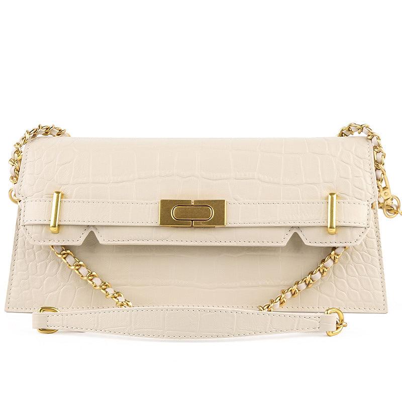 Simple Design Cowhide Chain One-shoulder Diagonal Bag - Trendha