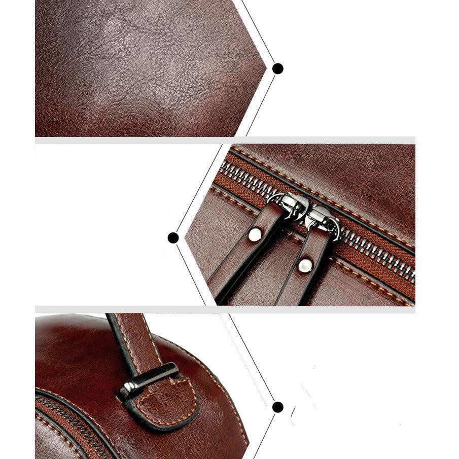Fashion Temperament Gentle Leather Backpack Fashion Oil Wax Cowhide - Trendha