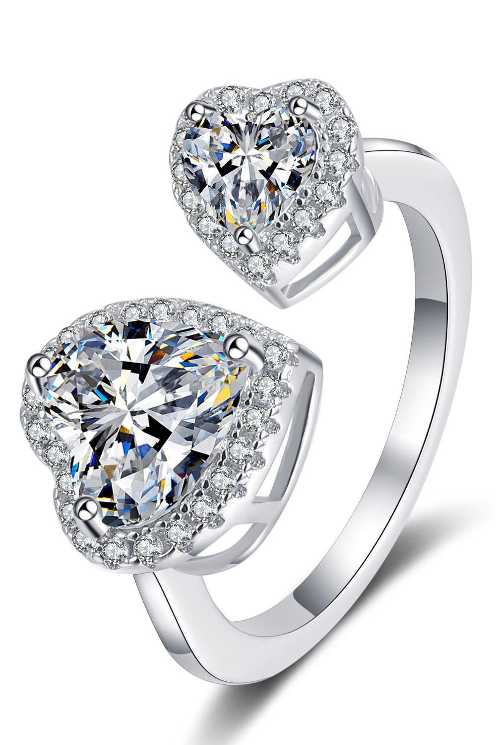 Heart-Shape Moissanite Open Ring - Trendha