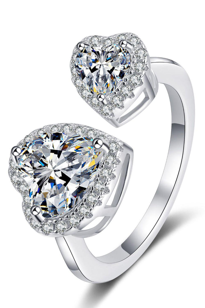 Heart-Shape Moissanite Open Ring - Trendha