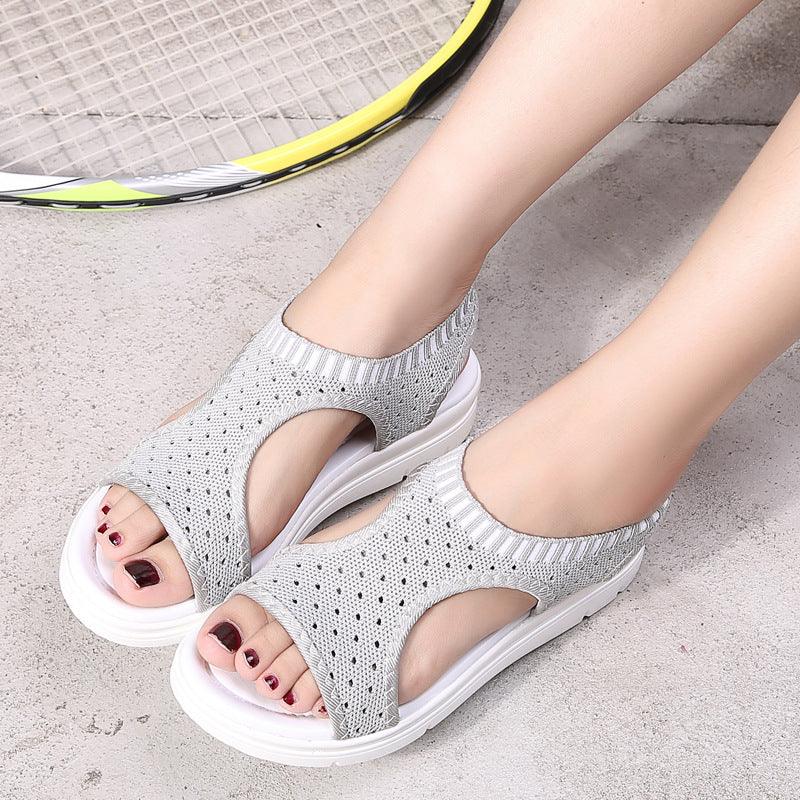 Women's thick-bottomed fishnet mesh sandals - Trendha