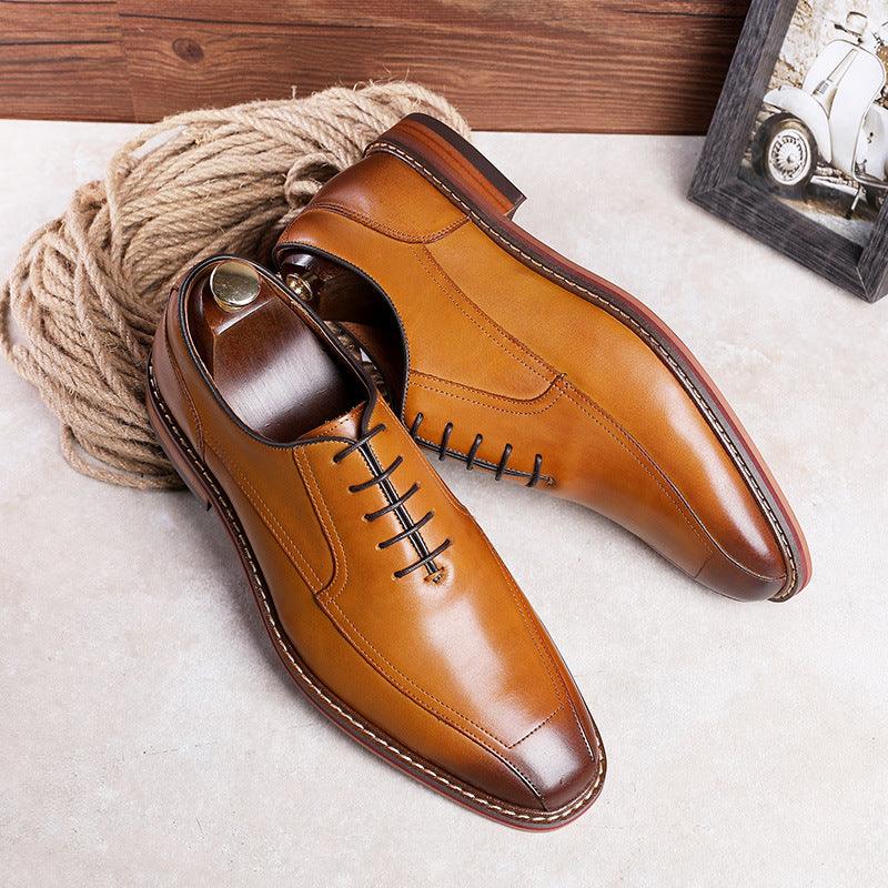Men's Top Layer Leather Retro Trendy Shoes - Trendha