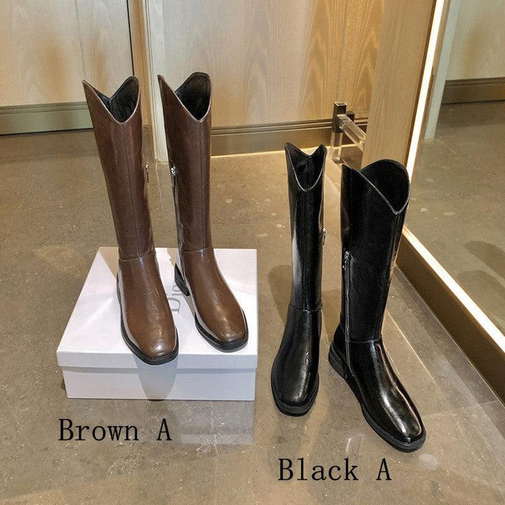 Casual Flat Retro High-top Knight Boots - Trendha
