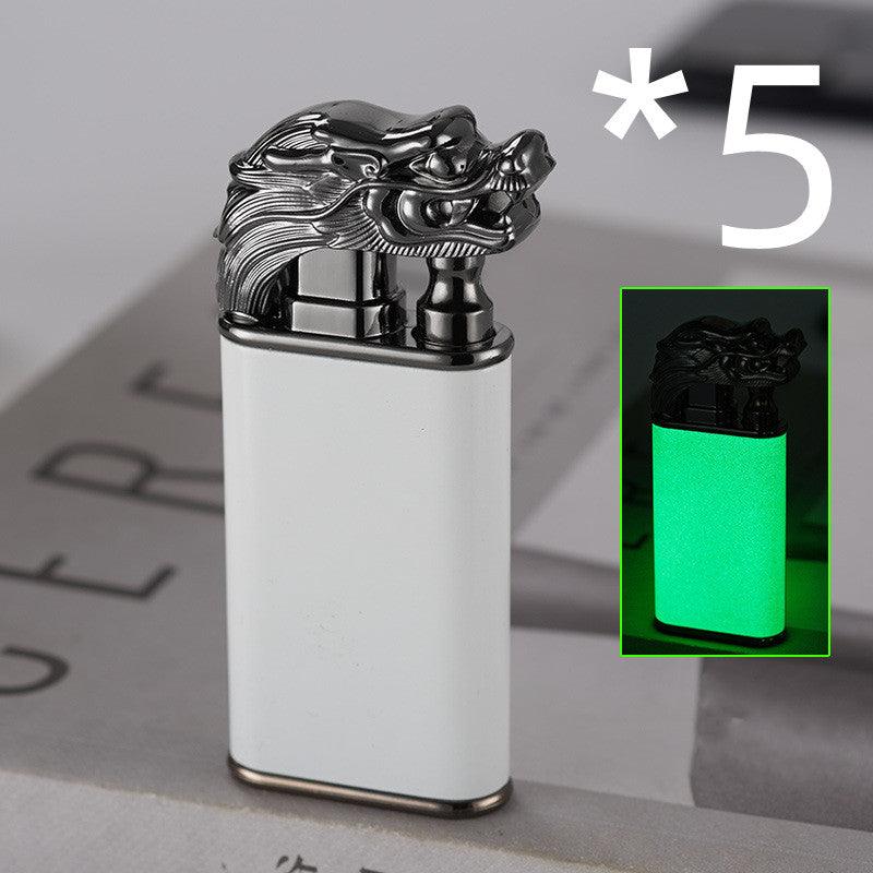 Creative Blue Flame Lighter Dolphin Dragon Tiger Double Fire Metal Winproof Lighter Inflatable Lighter - Trendha
