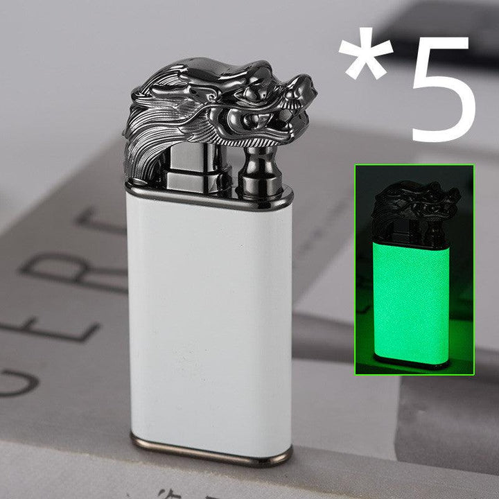 Creative Blue Flame Lighter Dolphin Dragon Tiger Double Fire Metal Winproof Lighter Inflatable Lighter - Trendha