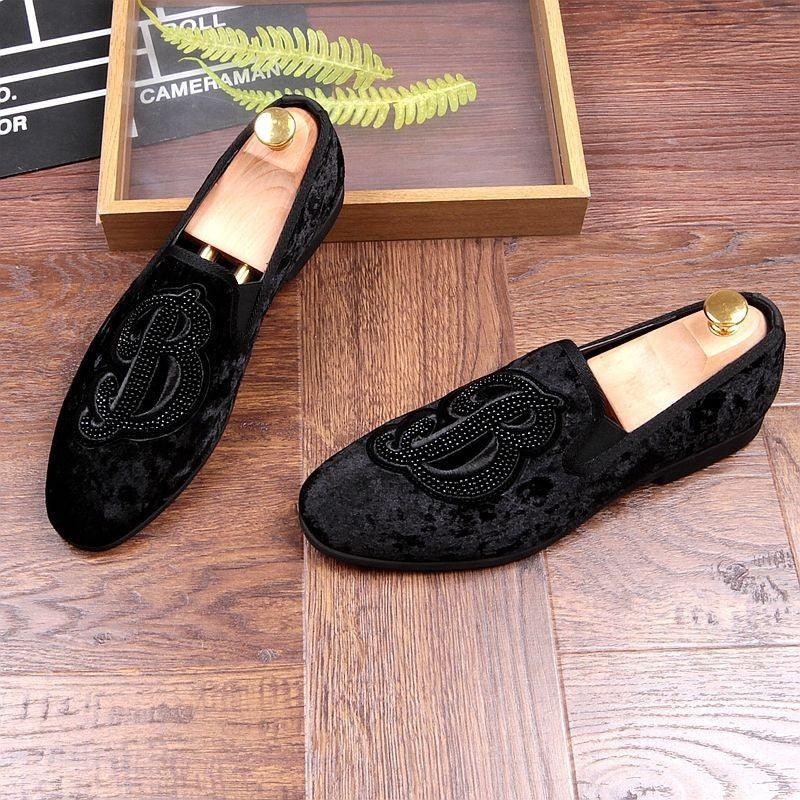 Black Embellished Slip-On Loafers