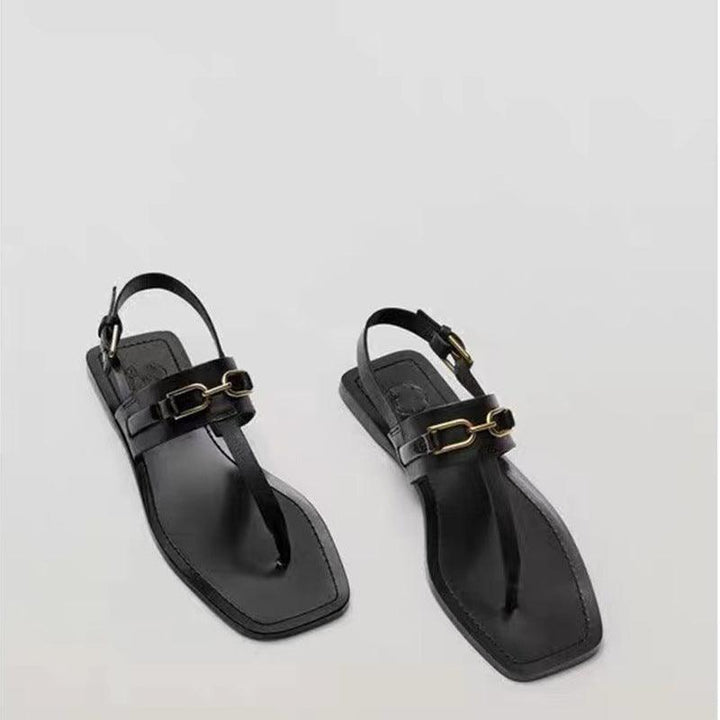 Summer New Products MD Womens Shoes Casual One-word Buckle Flat Flip-flop Sandals - Trendha