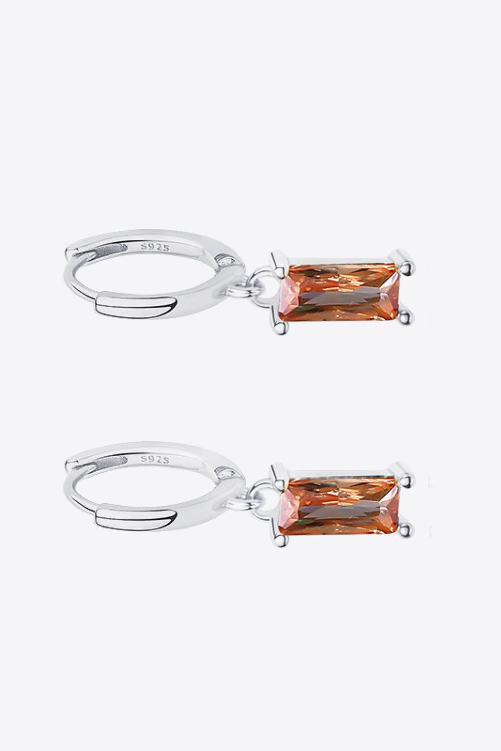 Retro 925 Sterling Silver Cubic Zirconia Drop Earrings - Trendha