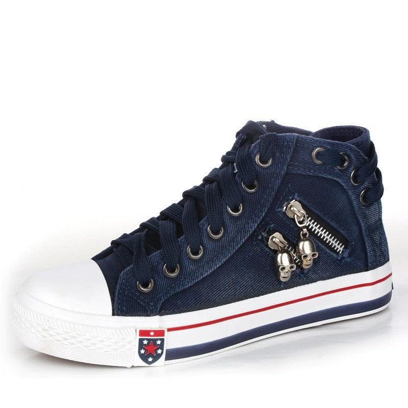 Large Size Flat Lace-up Breathable High-top Women's Shoes - Trendha