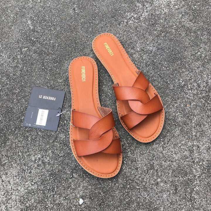 Flat-heeled Casual Women's Slippers With Leather Buckle Plus Size Women's Shoes - Trendha