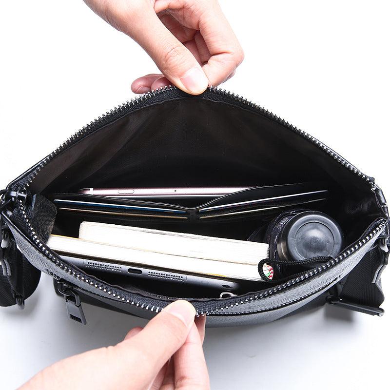 Men's One-shoulder Top Layer Leather Crossbody Bag - Trendha