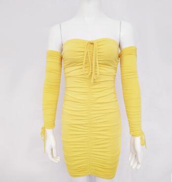Bandage Dress Women Sexy Off Shoulder Long Sleeve Slim Elastic Bodycon Party Dresses Gowns - Trendha