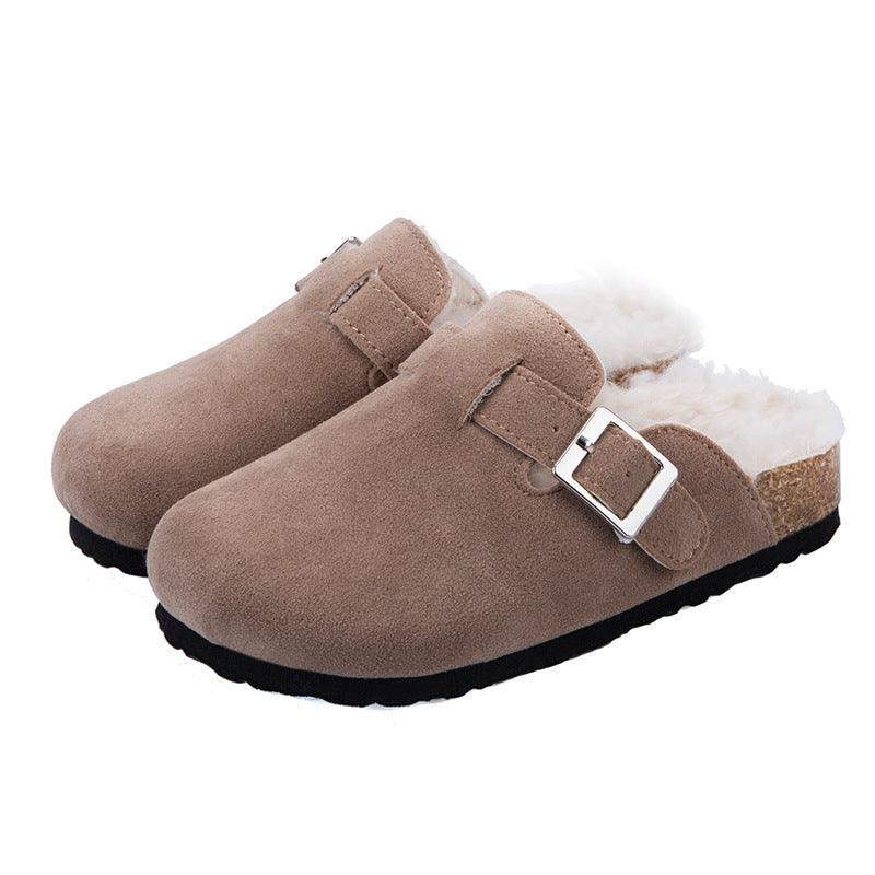 Round Head Comfortable Casual Flat Bottom Plus Fluffy Lazy Half Slippers Female Trend - Trendha
