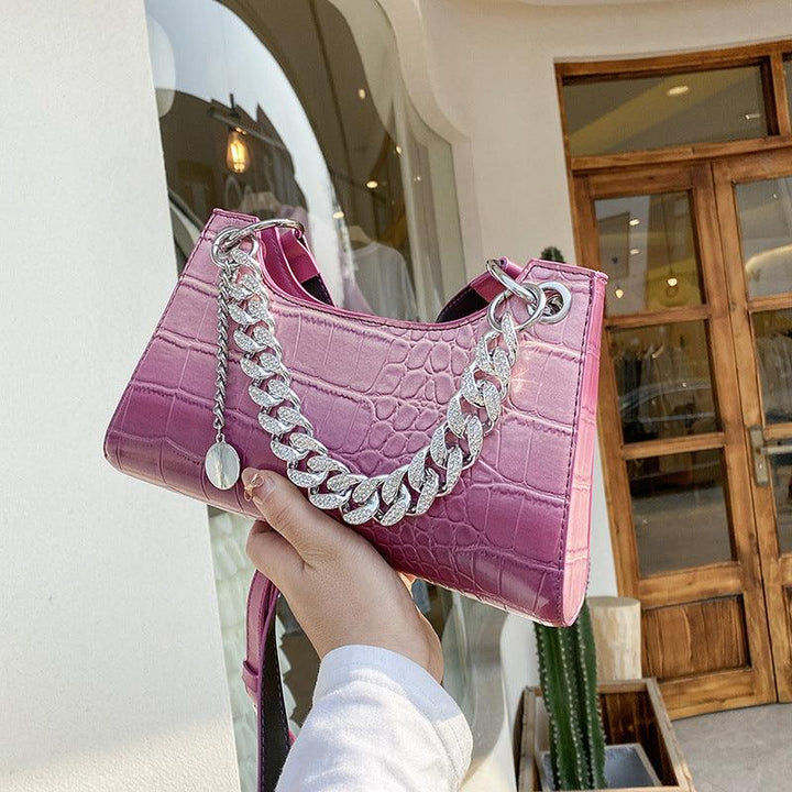 Women's Fashion Stone Pattern Gradient Color Single Shoulder Crossbody Bag - Trendha