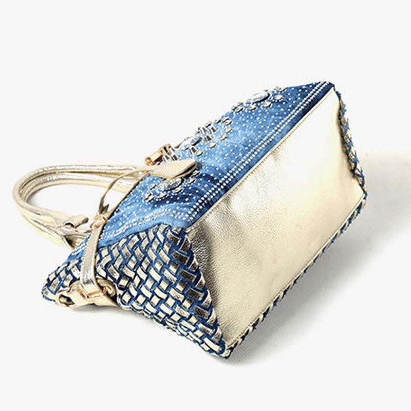 New Diamond-studded Denim Single-shoulder Messenger Bag - Trendha
