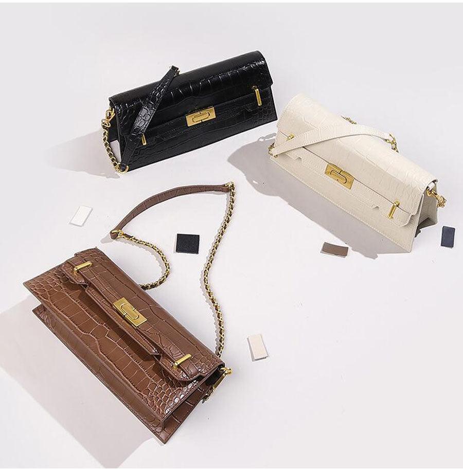 Simple Design Cowhide Chain One-shoulder Diagonal Bag - Trendha