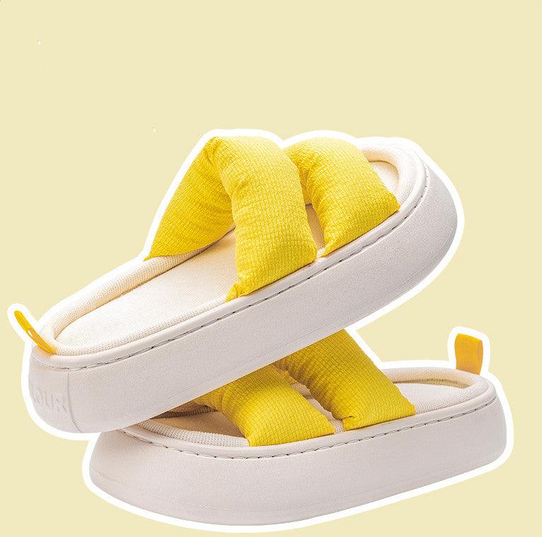 Four Seasons Linen Slippers Women's Thick Bottom Indoor Home Furnishing Fabric Art - Trendha