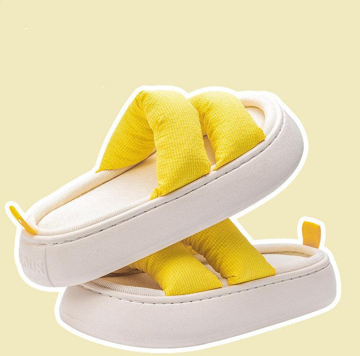Four Seasons Linen Slippers Women's Thick Bottom Indoor Home Furnishing Fabric Art - Trendha