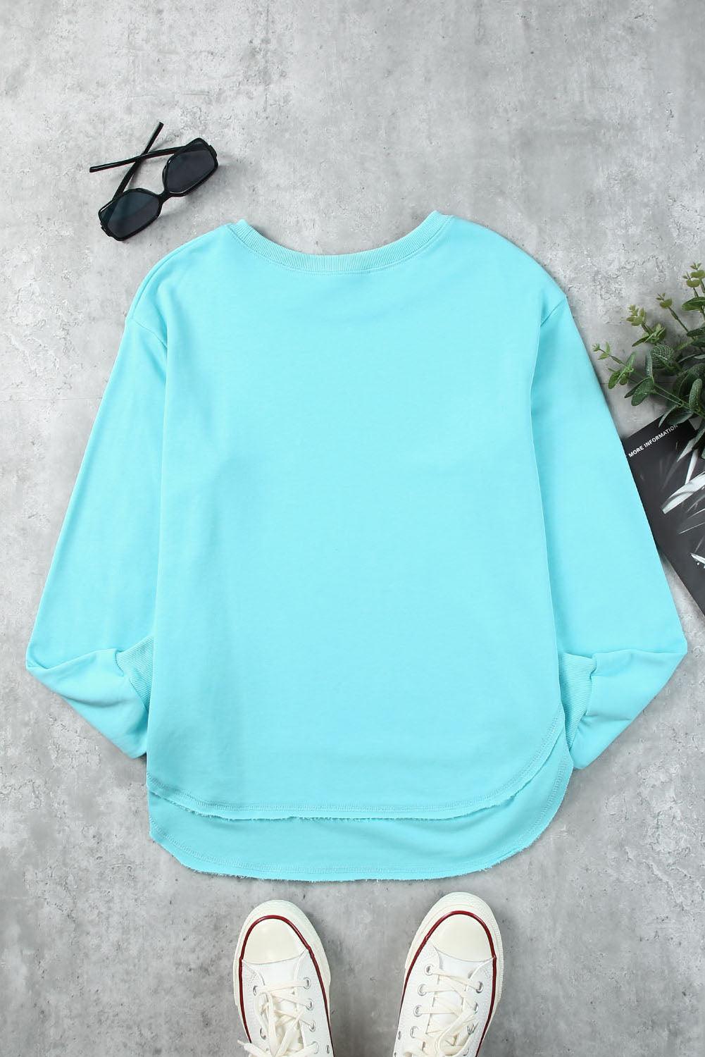 Side Slit Drop Shoulder Sweatshirt - Trendha