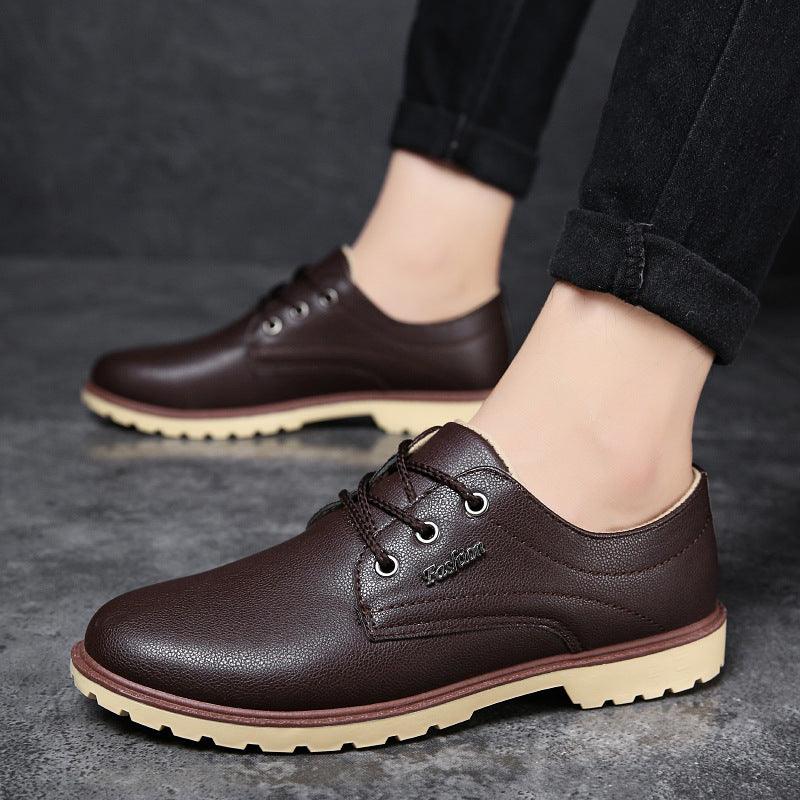 Men's PU Lace-Up Shoes with Rubber Soles