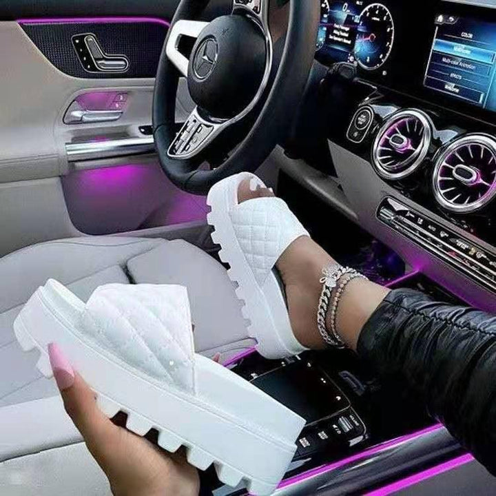 Women's New Sponge Cake Thick Bottom Diamond Plaid Sandals - Trendha