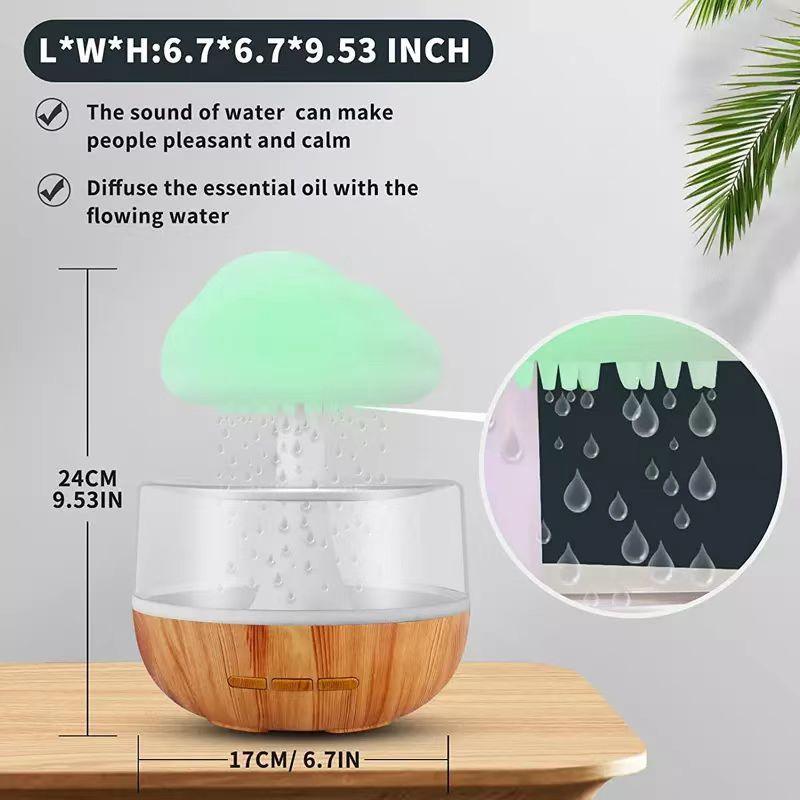2-in-1 Desk Humidifier Rain Cloud Aromatherapy Essential Oil Zen Diffuser & Raining Cloud Night Light Mushroom Lamp - Trendha