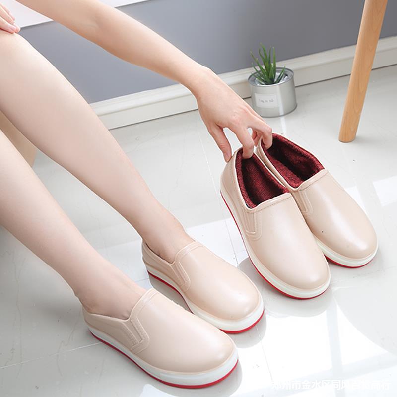 Women's Low-cut Short Tube Plus Velvet Non-slip Shallow Mouth Waterproof Warm Rain Boots Flat Men - Trendha