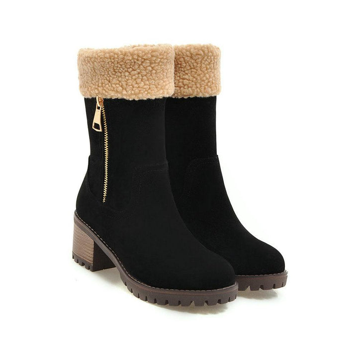 Short Plush Rubber Snow Boot - Trendha