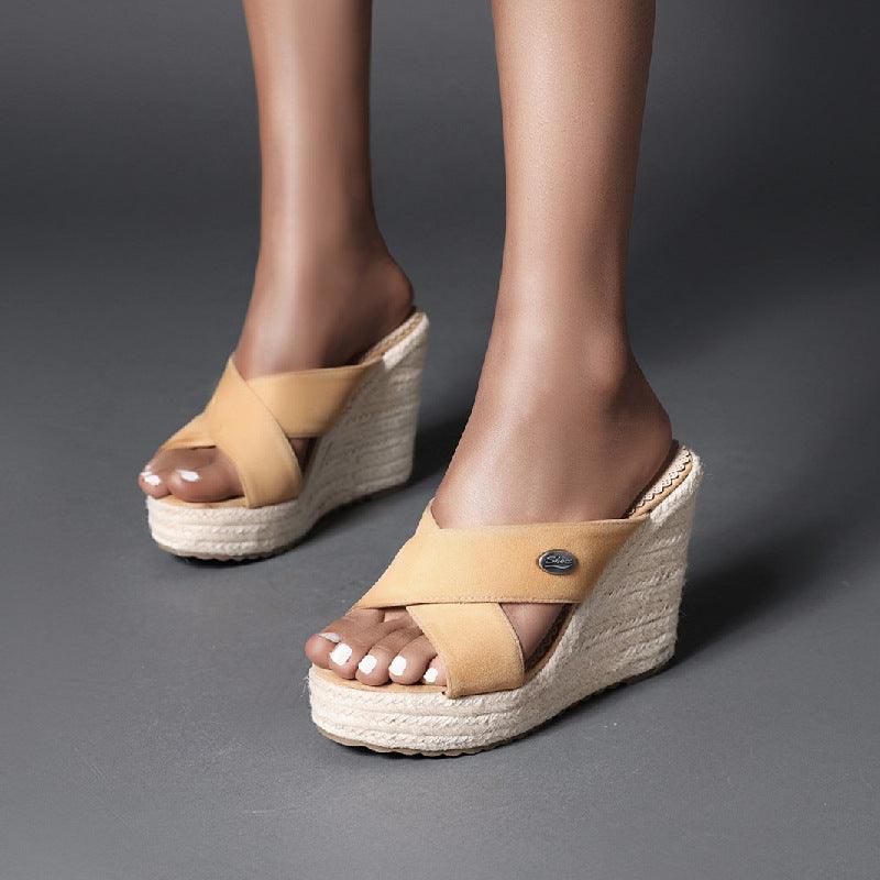 Fashion Slope Heel High-heeled Slippers - Trendha
