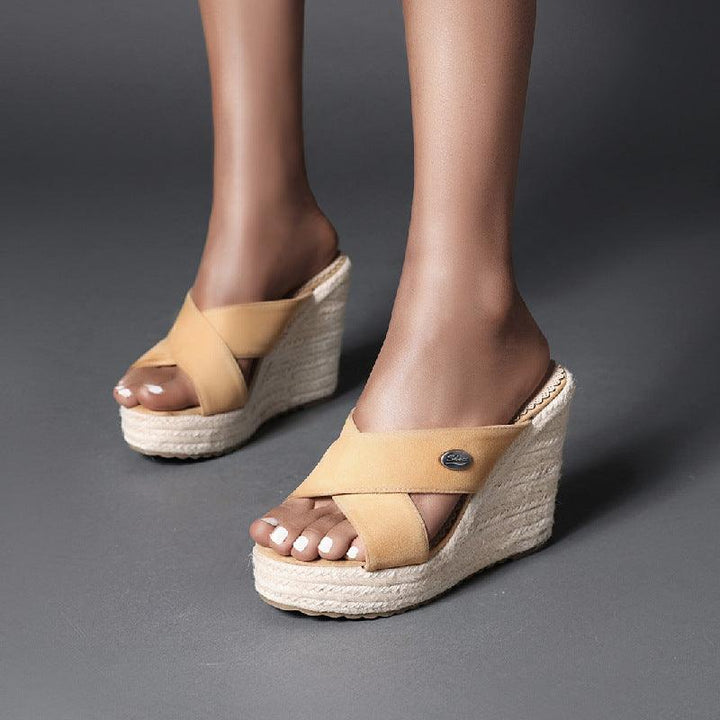 Fashion Slope Heel High-heeled Slippers - Trendha
