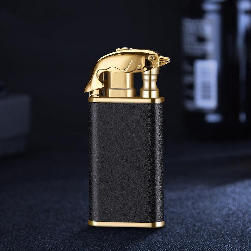 Creative Blue Flame Lighter Dolphin Dragon Tiger Double Fire Metal Winproof Lighter Inflatable Lighter - Trendha