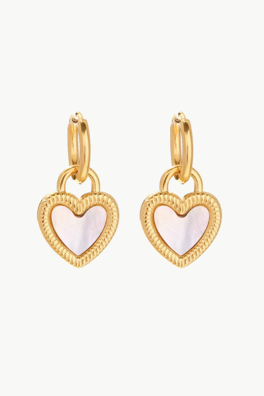 Inlaid Shell Heart Drop Earrings - Trendha